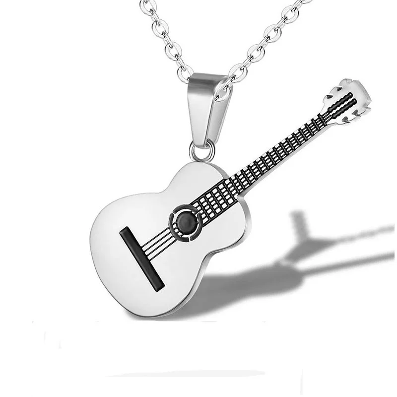 Trendy Music Guitar Necklace&ampPendant for Men Women Gold Silver Color Stainless Steel Jewelry Collier Guitare Jewellery | Украшения и