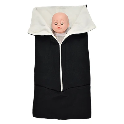 New black Двухслойная Коралловая флисовая Пеленка, детская коляска для сна, сумка для сна, теплый вязаный конверт - Цвет: New black