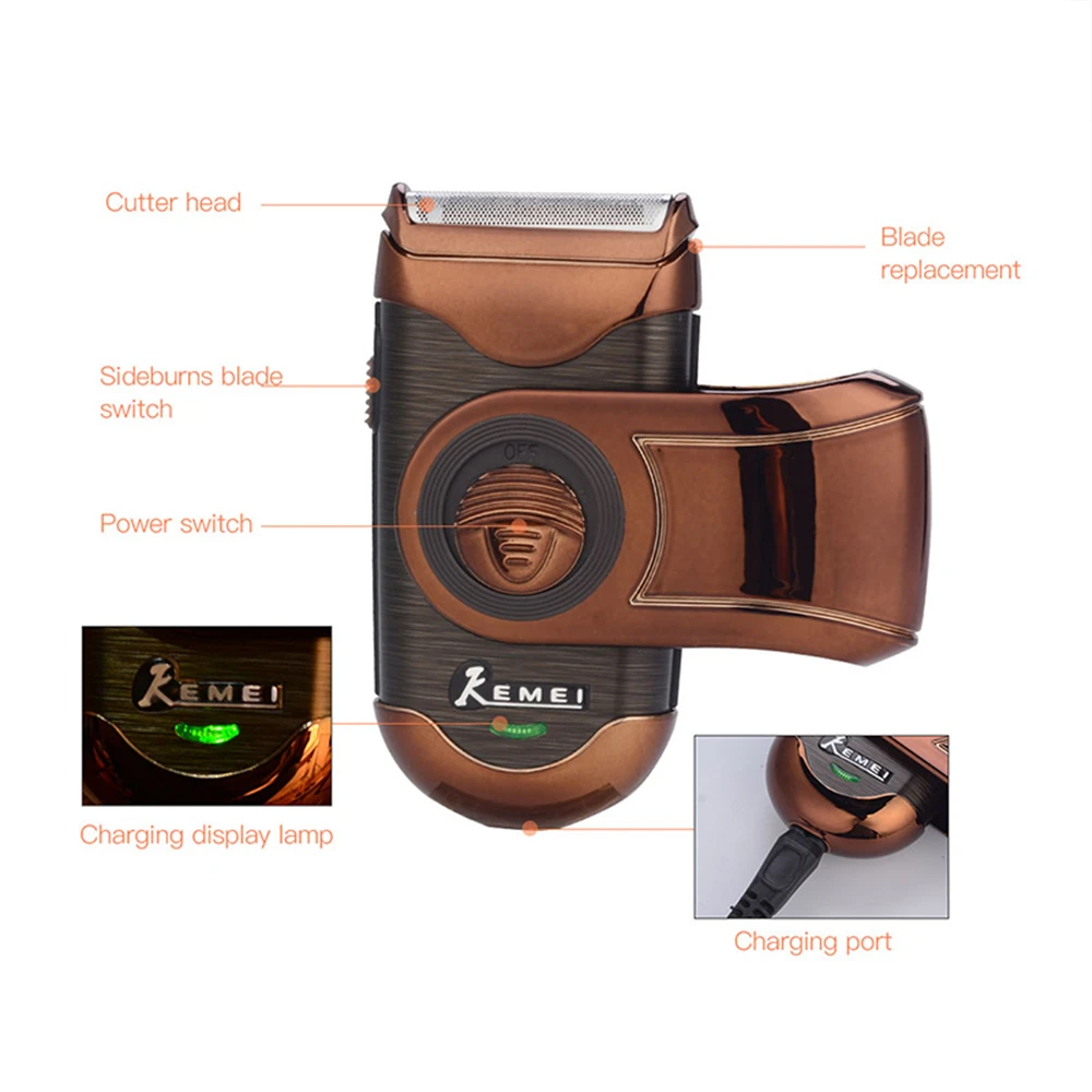 KEMEI портативный Перезаряжаемый электробритва 3D двойной плавающий триммер для
