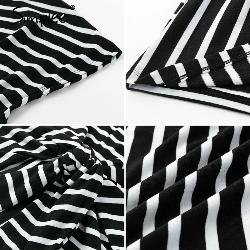 Летнее женское короткое платье Simplee в полоску повседневное эластичное хлопковое