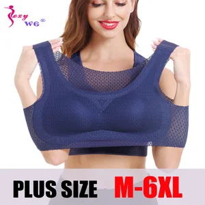 Женский спортивный бюстгальтер для фитнеса и бега SEXYWG M-6XL, сетчатый дышащий бюстгальтер с чашками пуш-ап, без косточек, размера плюс