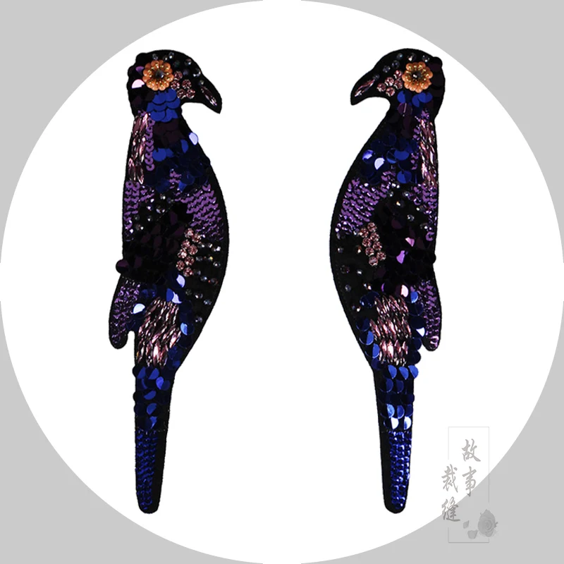 

large 26x6cm beaded embroidery patch bird cartoon patches for hats bag badges applique patches for clothing GU-2912