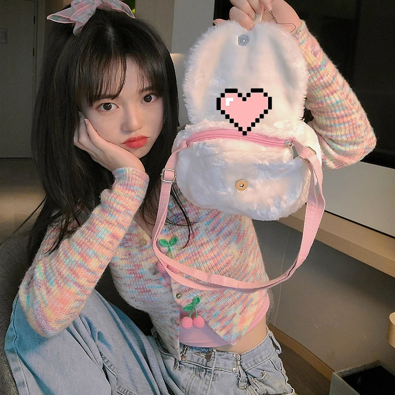 

Women 2021 Fashion Painted Cherry Knitted Cardigan Sweater Sweet V Neck Short Sleeve Female Outerwear Chic Tops Harajuku