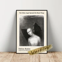 odilon redon museum exhibition poster the fallen angel spreads his black wings wall painting redon vintage figure wall decor