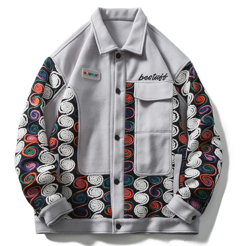 

2021 Hip Hop Streetwear Jacket Patchwork Terry Embroidery Varsity Coat Japanese Fashion Harajuku Goth Punk Retro Casual Jacket