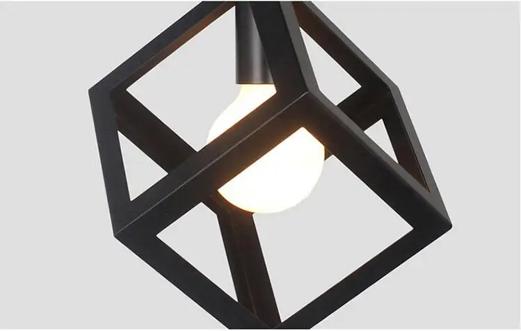 

Black square Vintage Pendant Light Loft LED E27 Lamp AC110-260V Kitchen Lights Retro American Style Pendant Lamp Home Decor