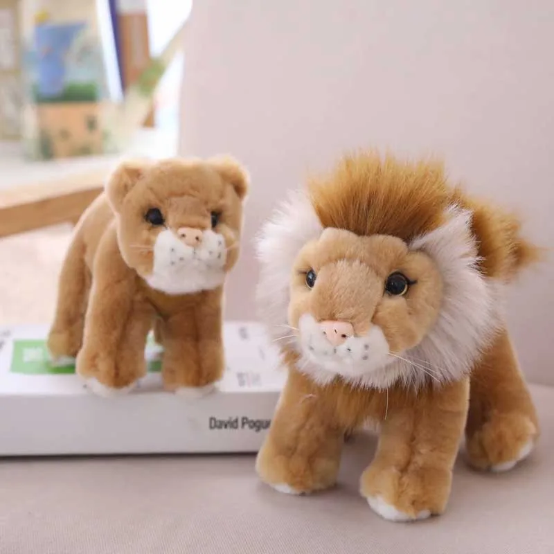 

20/25CM Life-like Lions Family Stuffed Plush Toys Lioness Soft Doll Kid Educational Wild Animals Boy Birthday Gift