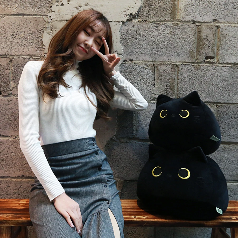 

Lovely Cartoon Animal Stuffed Toys Cute Black Cat Shaped Soft Plush Pillows Doll Girls Valentine Day Gifts Ornament