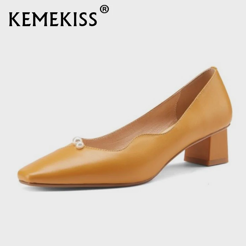 

KemeKiss Size 33-40 Women High Heel Shoes Real Leather Beads Women Wedding Shoes Fashion Party Women Footwear