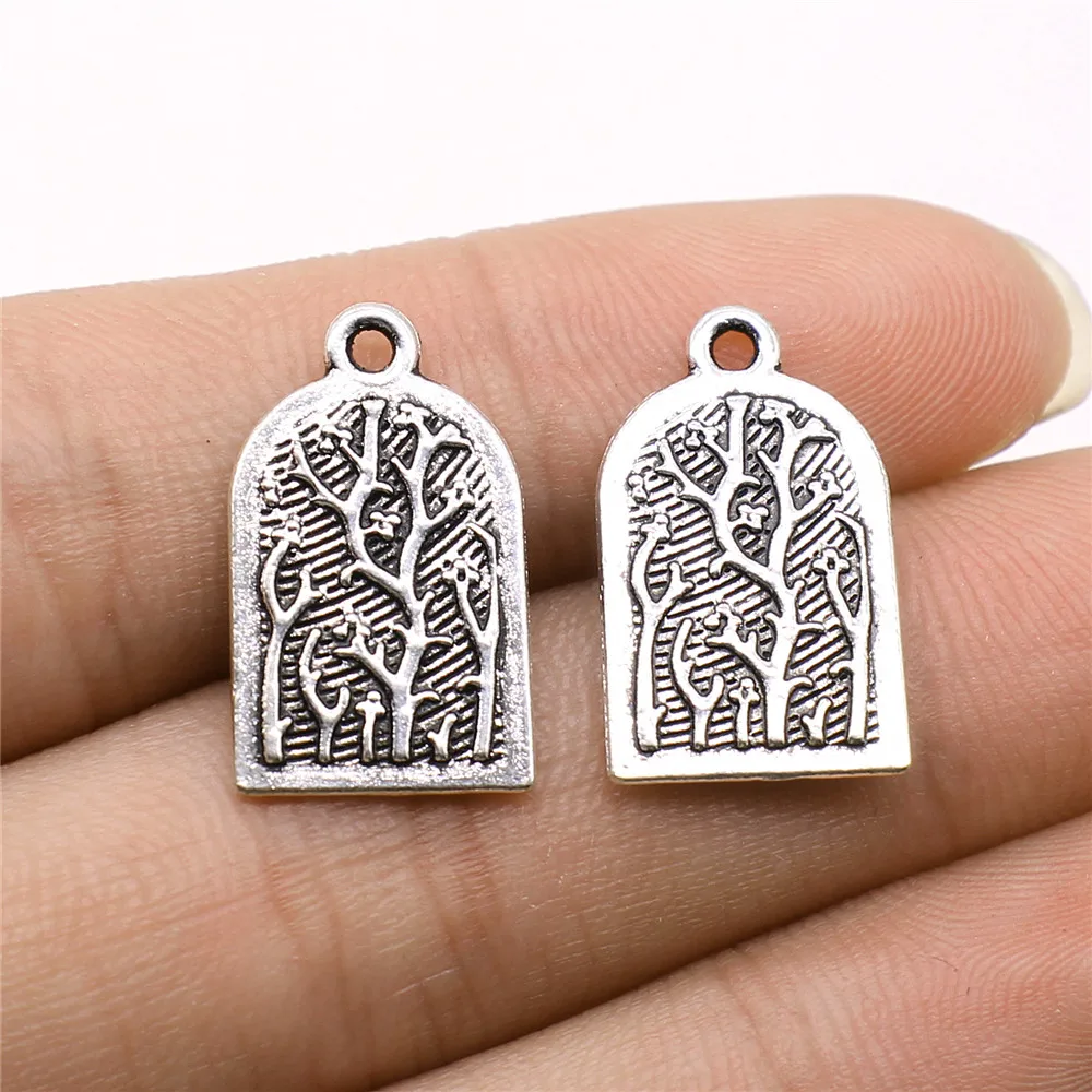 Распродажа 5 шт. античный серебряный цвет 13x21 мм подвески для дерева подвеска
