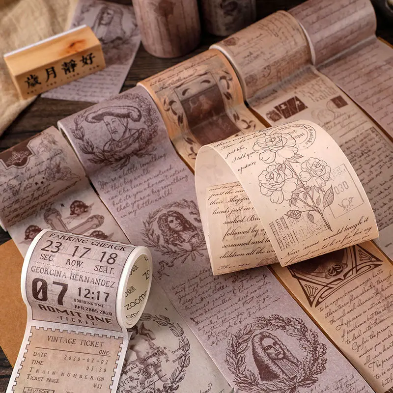 

Бумажная лента для творчества, текстовый материал, наклейка в европейском и американском ретро-стиле, украшение для учетной записи с англий...