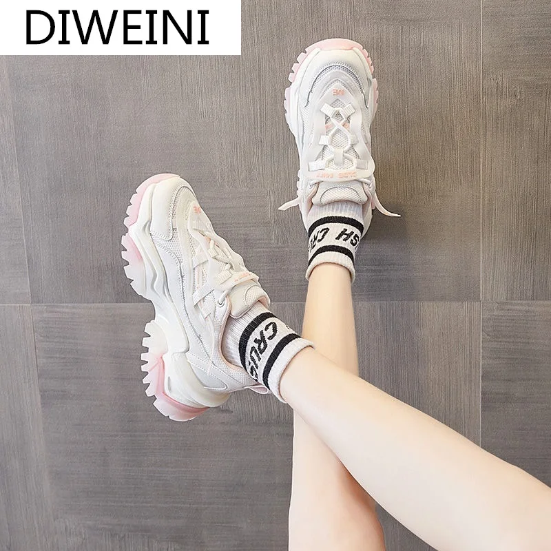 

2021 Fashion Women's Thick-soled Lace-up Shoes Lightweight Comfortable Sneakers Casual Women's Shoes Vulcanized Shoes Women