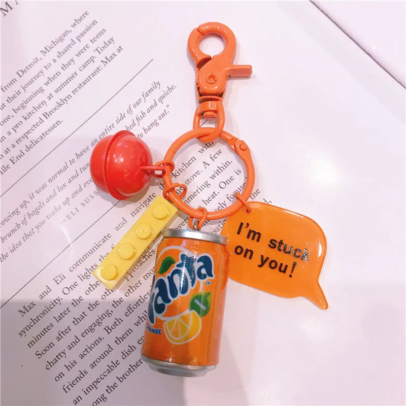 

New Creative Fanta Sprite Key chain Summer Soft drink Bottle Key chain Men and Women Accessories Gift Pendant Key Ring