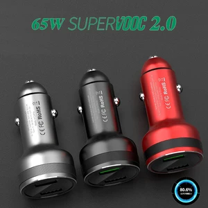 65W SUPERVOOC 2.0 Car Charger Fast Car Charging Type-C Cable For OPPO Find X2 Pro Reno 5 5G 3 4 Pro 