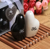 8setslotfree shippingwedding party favors heart design ceramic mr mrs salt and pepper shakers wedding giveaways for guest