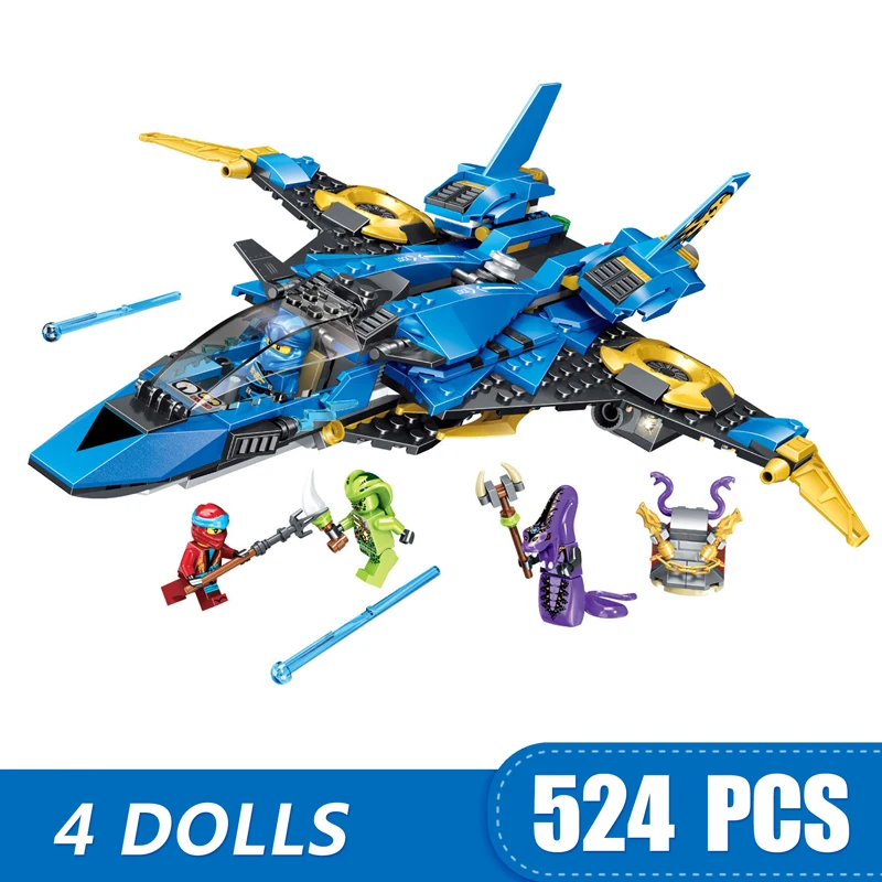 524 шт. небольшие строительные блоки игрушки совместимые с Lepining Ninja Jay's Storm Fighter Jet