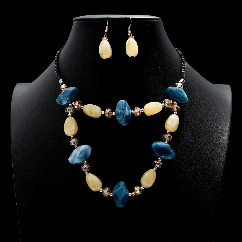 2021 Новые красочные геометрической формы круглые серьги капли ожерелья комплект