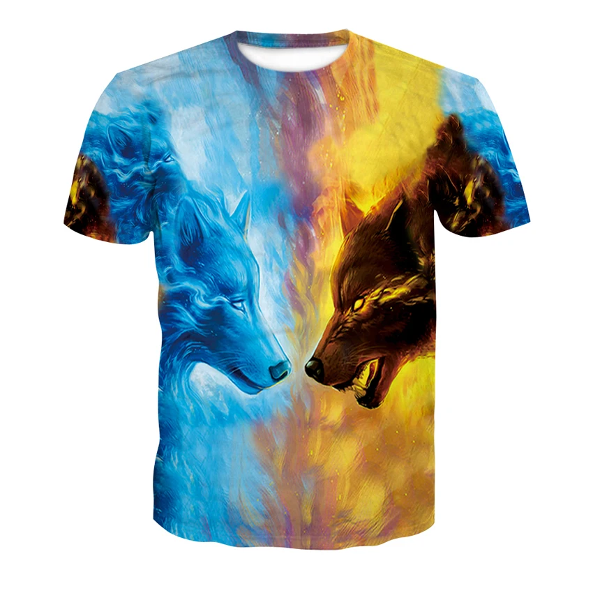 

Newest Wolf 3D Print Mens T-Shirts Animal Cool Funny T Shirt Men short-sleeved Summer Tops tshirt Male Fashion camisetas