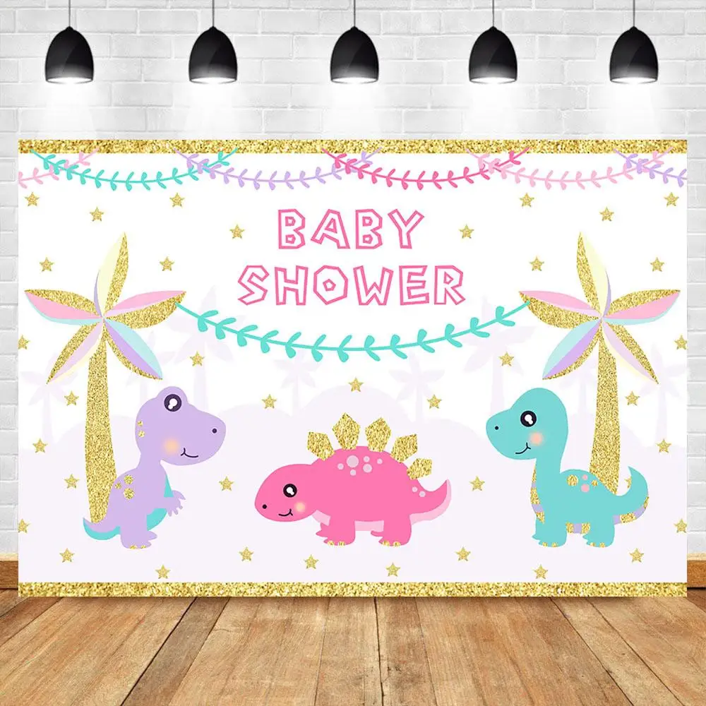

Nitree мультфильм Динозавр Baby Shower декорация Золотая рамка кокосовое дерево Вечеринка Баннер фотография фон