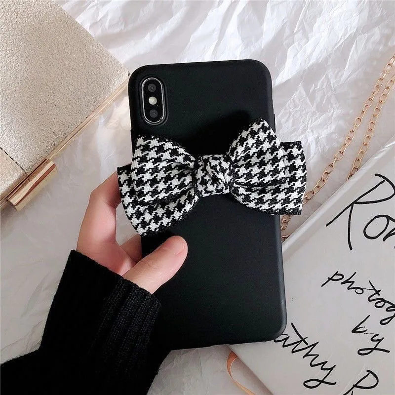 HOT Cổ Điển Houndstooth Nơ Mềm Mại Ốp Lưng Điện Thoại Xiaomi Redmi 9A 9C 8A 7A 6A 5A 4A Note 9 9S 8 8T 7 5 6 Pro 4X Bao