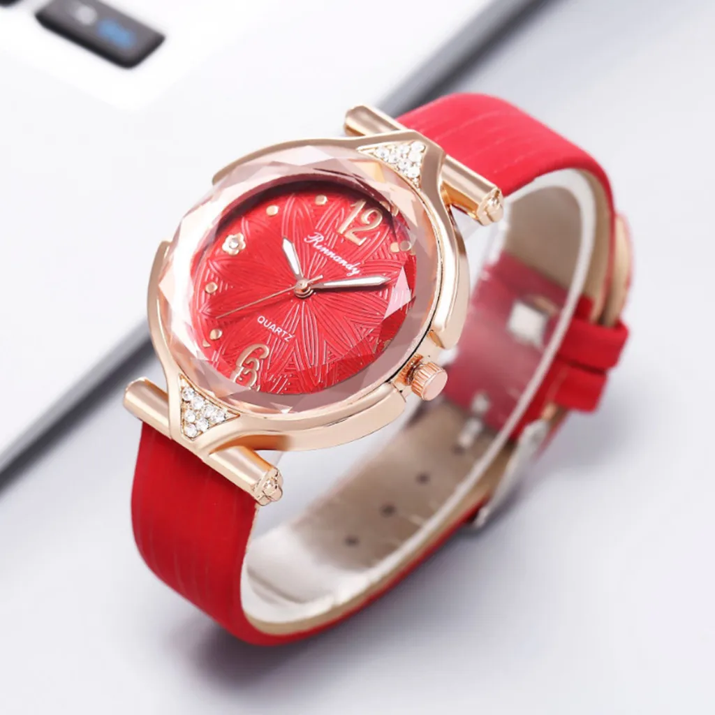 Модные женские часы с бриллиантовым циферблатом и 3D принтом повседневные
