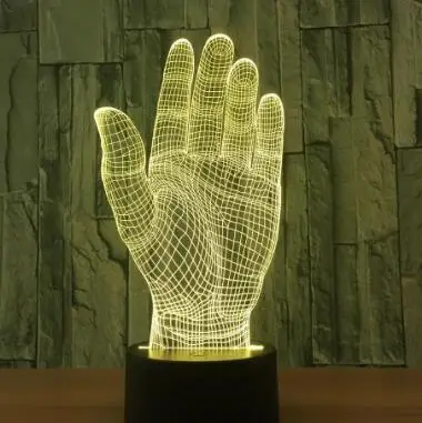 Finger 7 Средний палец 3D лампа ручной череп Декор светодиодный Ночной светильник 7 видов цветов изменить ночной Светильник внутренней отделки светильник, подарок, учитывающий индивидуальные особенности - Испускаемый цвет: Finger 7