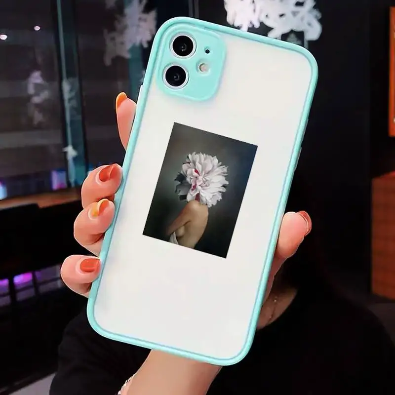 

design fashion flowers women painting Phone Cases Matte Transparent for iPhone 7 8 11 12 s mini pro X XS XR MAX Plus cover funda