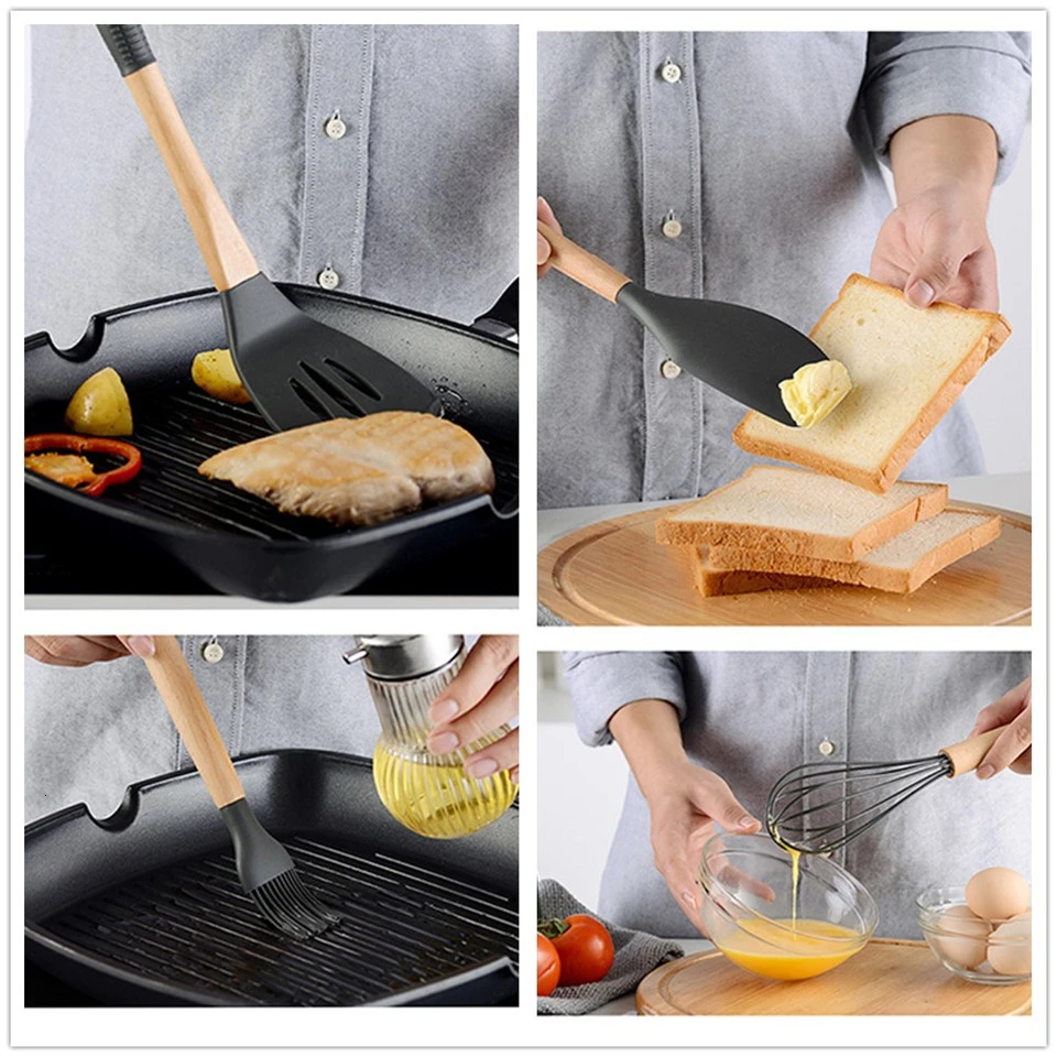 11 шт. кухонные принадлежности из силикона набор для кухонной посуды гаджеты