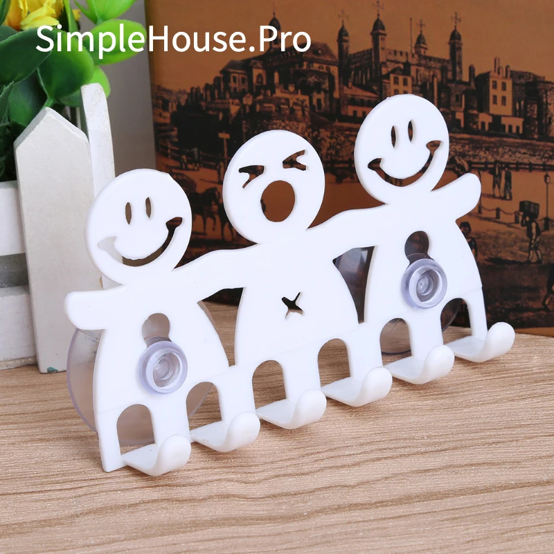 1Pc Toothbrush Holder Wall Mounted Suction Cup 5 Position Cute Cartoon Smile Bathroom Sets | Обустройство дома