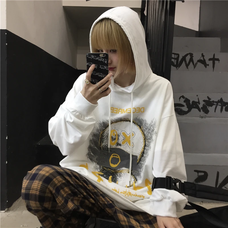 

Ins Streetwear Knitting Loose Hoodies Women's Clothing Autumn Winter Korean Long Sleeve Casual Sweatshirts Couple Pullovers New