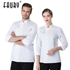 Униформа шеф-повара официанта для мужчин и женщин, Поварская куртка с длинным рукавом, пальто шеф-повара, шапка, фартук, Chaquetilla Cocinero, кондитерская, кейтеринг, рабочая одежда