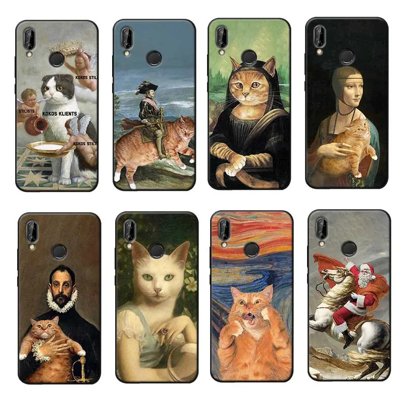 For xiaomi redmi note 7 k20 pro 5 6 4x 7a Clear Soft Silicone Phone Case Mona Lisa Pat Cat Art Aesthetics |