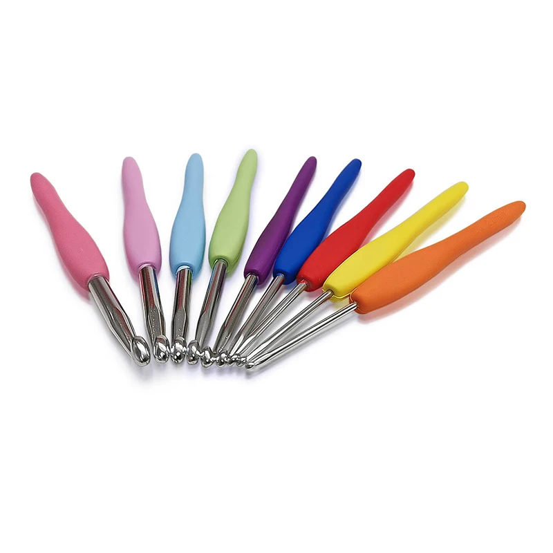 

9Pcs/Set Sweater Needle Soft Rubber Grip Colorful Aluminum/TPR/PP Crochet Needles Crochet Hook Sewing Tools DIY Crafts