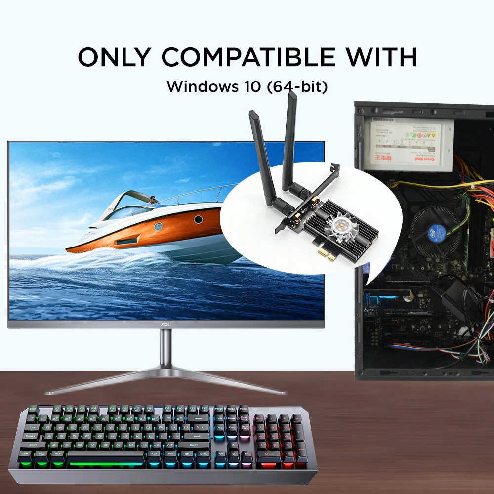 

Красочный веер охлаждения PCI-E Wi-Fi 6 AX200 802.11AX Беспроводной сетевая карта 3000 Мбит/с BT5.0