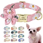Цветочный ошейник для собаки, модный нейлоновый ошейник с принтом на заказ, ошейник для собак с бесплатной гравировкой, табличка с названием для маленьких, средних и больших собак