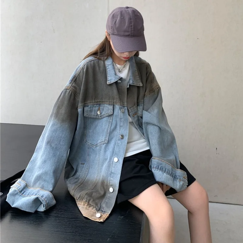 Джинсовые Для женщин Весна Ретро корейский Тип BF градиент Ins Мода свободные пару