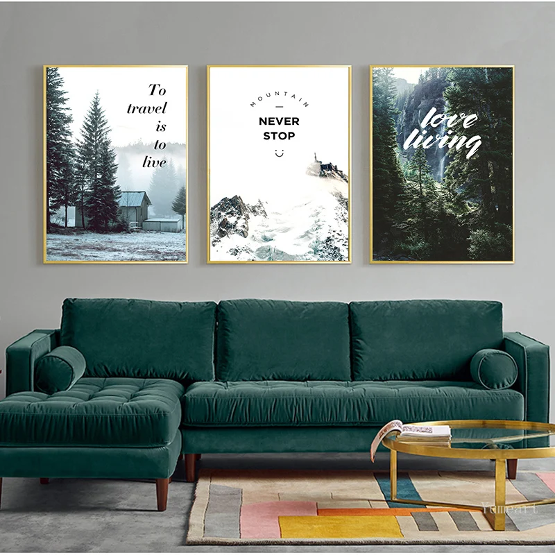 Скандинавский Стиль путешествия лесной пейзаж картины на холсте плакат