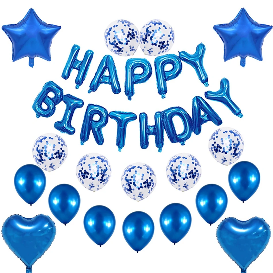 

31 stcke Blau Latex Ballons Set Party mit Konfetti Kinder Brief Ballons Geburtstag Pastell Farbe Luftballons Hochzeit Dekoration