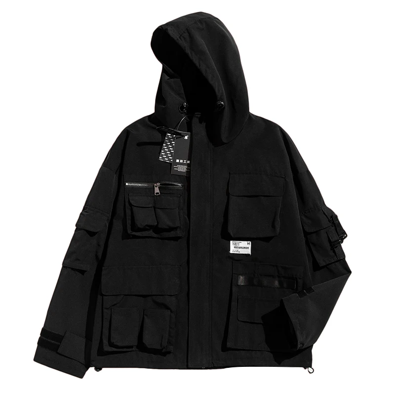 Куртка Techwear мужская с множеством карманов верхняя одежда в стиле хип-хоп на