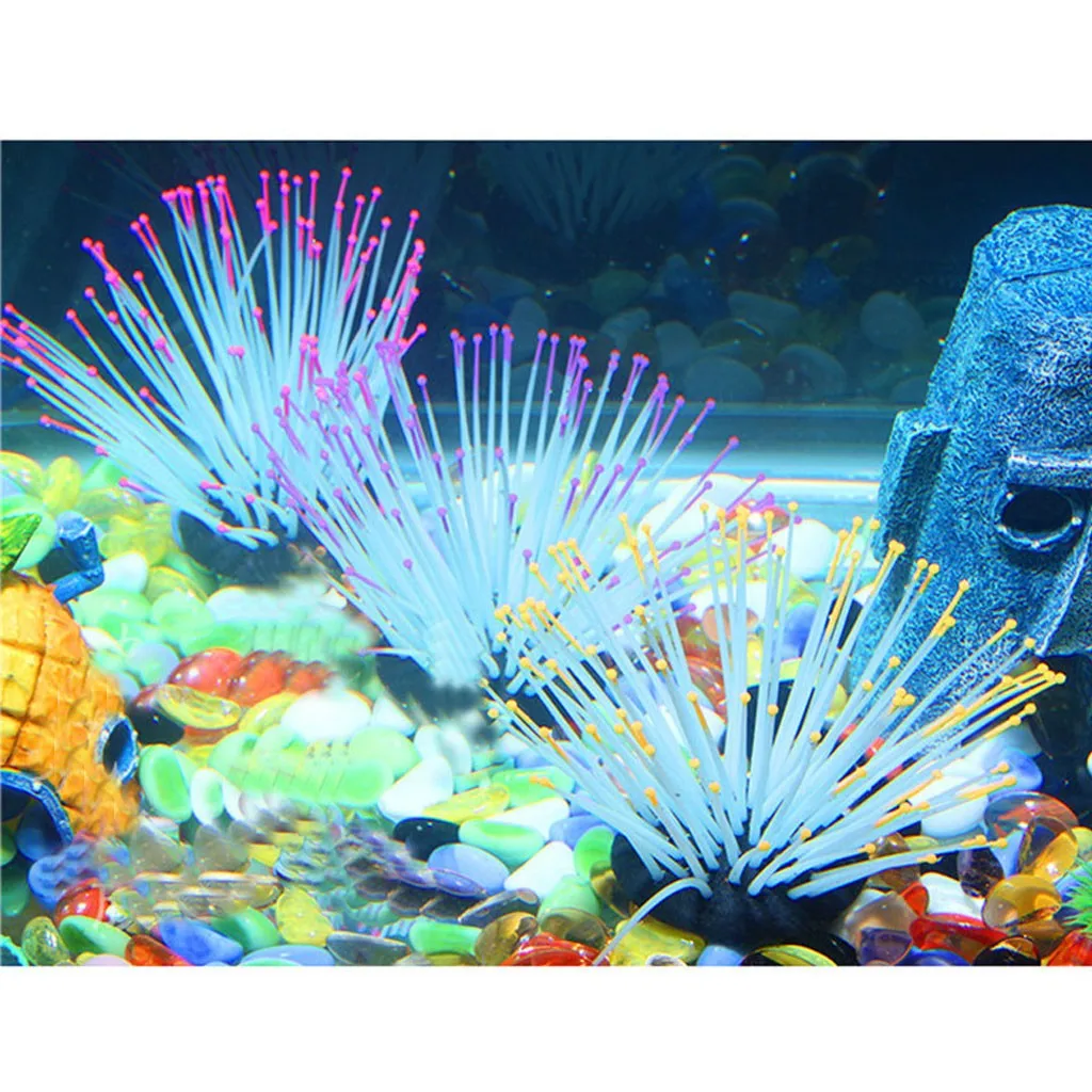 Aquarium Silicone Simulation Artificial Fish Tank Fake Coral Plant Underwater Aquatic Sea Anemone Ornament Decoration Accessory | Дом и сад