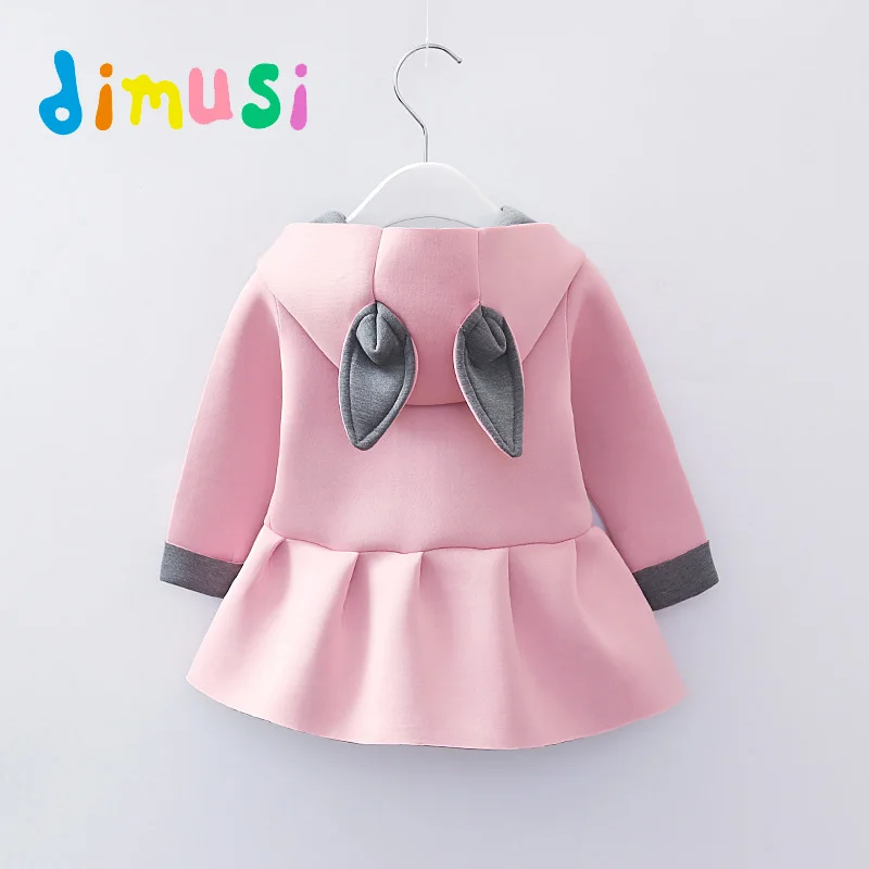 

DIMUSI Toddler Rabbit Ear Jackets For Girl Spring Children's Clothing Hooded Cute Outerwear Baby Windbreaker Kids Coats Clothing