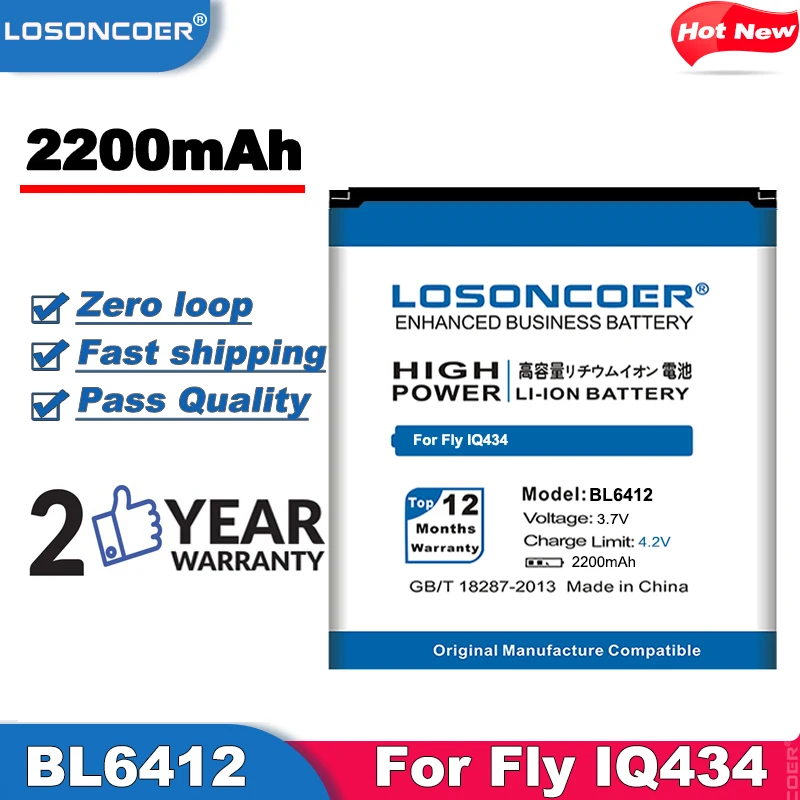 Аккумуляторы LOSONCOER BL6412 2200 мАч для Телефона Fly IQ434 Бесплатная доставка + номер
