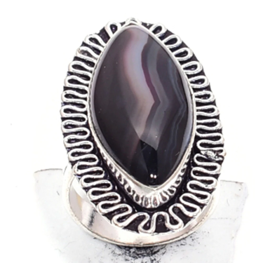 

Genuine Botswana Agate Silver Overlay over Copper, Hand Made Women Jewelry gift , R6612