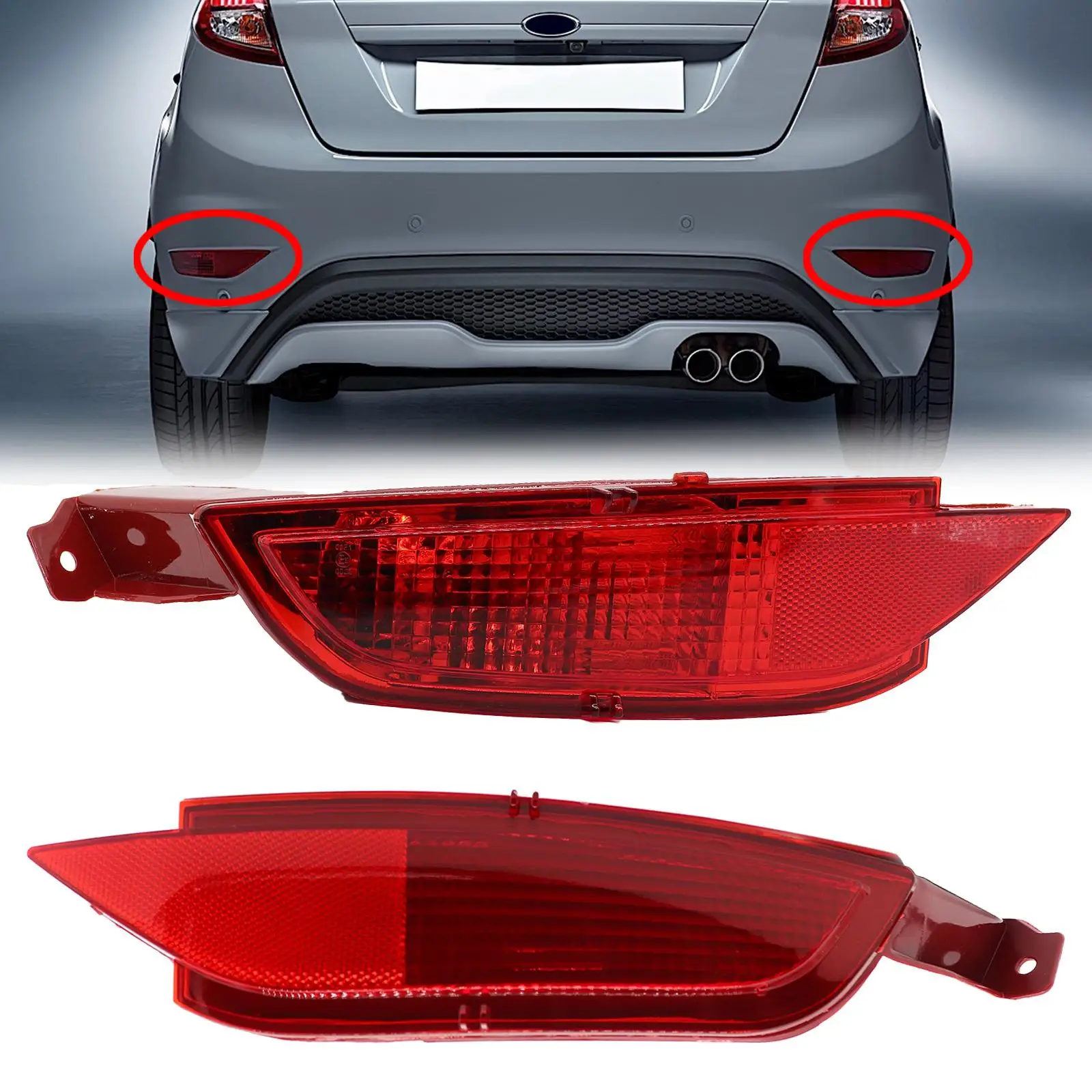 L/R Rear Bumper Reflective Signal Light Tail Fog Lamp Assembly For Ford Fiesta WT Mk7 2009-2014 CMAX 2010-2015 Replacement Parts