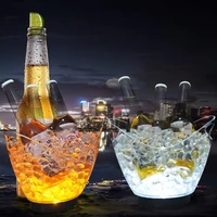 transparent colorful led light gradient ice bucket bar wine trough water entertainment stand holder glass wine bottle