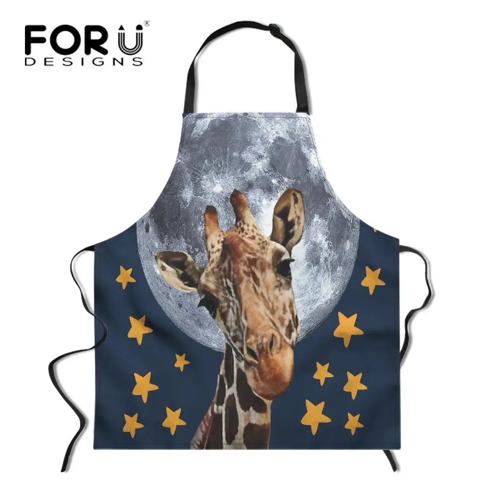 YY1493R FORUDESIGNS/Забавный нагрудник с принтом жирафа, панды, совы, кухонный фартук для выпечки для мужчин и женщин, регулируемые фартуки шеф-повара без рукавов - Цвет: YY1493R