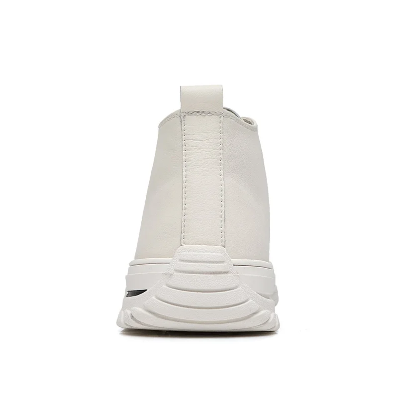 Кроссовки мужские высокие из коровьей кожи на шнуровке обувь с широкой подошвой