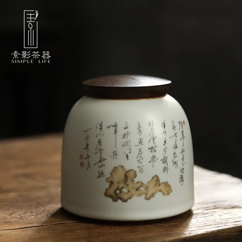 

Керамическая чайная банка в китайском стиле, винтажная герметичная чайная банка, контейнер для хранения чайных пакетиков, коробка для чая, ...