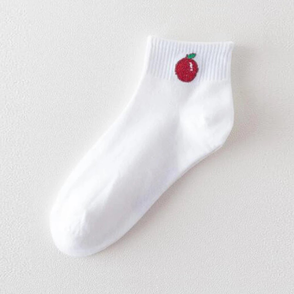 Носки башмачки носки из хлопка простые милые с рисунком фруктов белые свежие