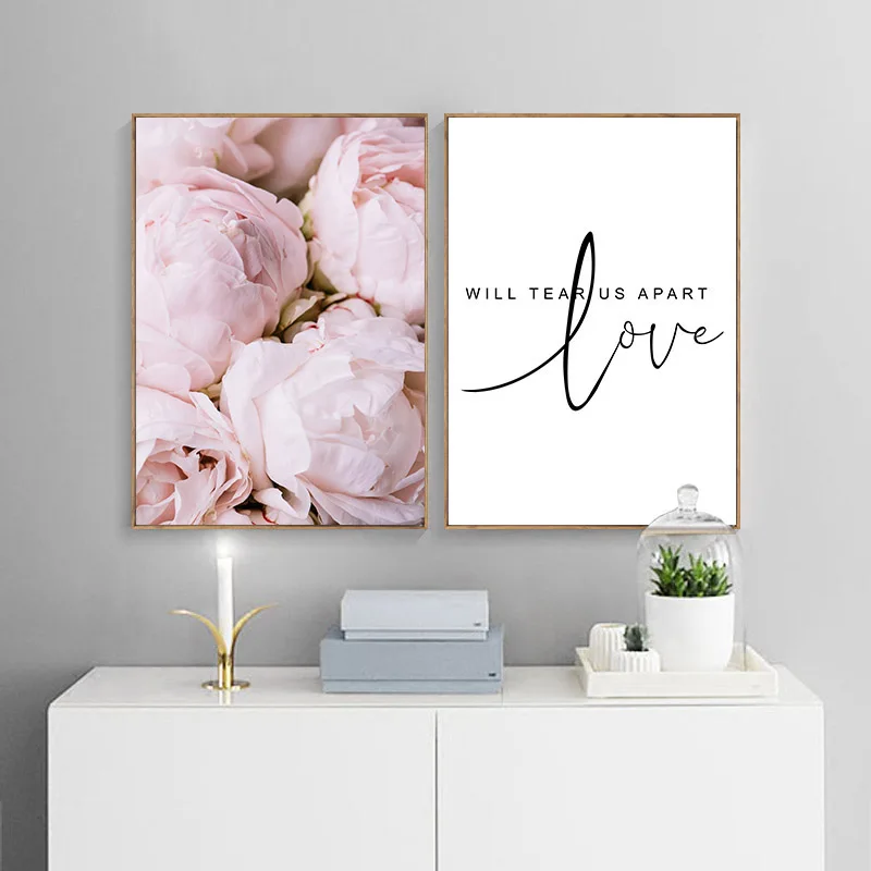 Настенный постер с цветущими розовыми пионами скандинавский настенный